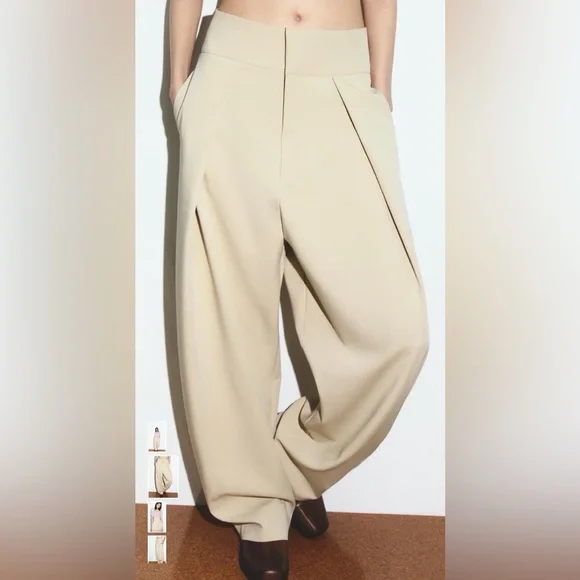 Zara Classic Cream Women's Trousers - Picture 2 of 5